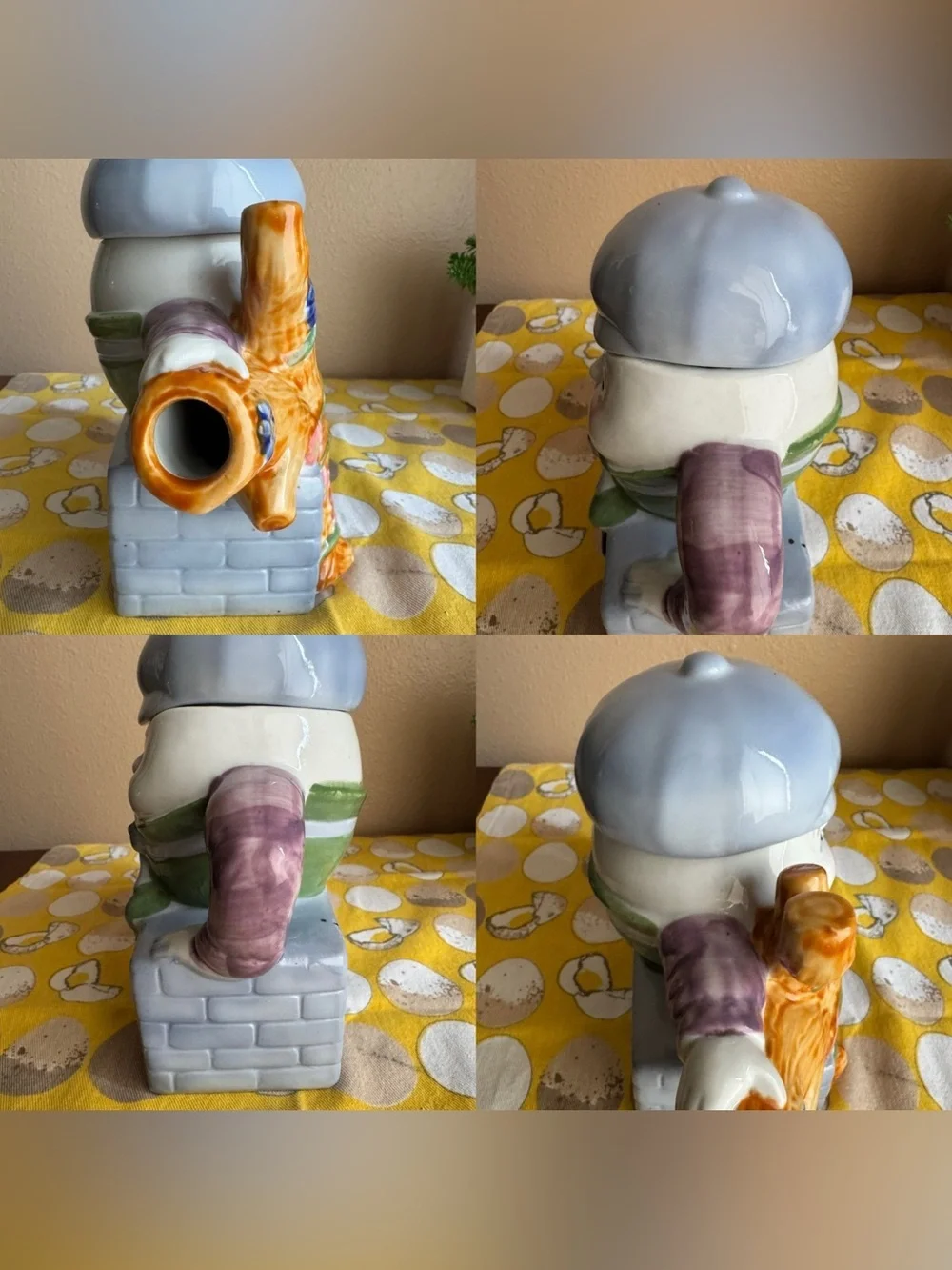 Feitx Vintage colorful Humpty Dumpty teapot